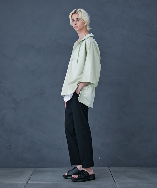 PUBLIC TOKYO（パブリックトウキョウ）の「スキッパースタンドプルオｰバー（シャツ/ブラウス・メンズ・ブラック/カーキ・FREE）」の14枚目の写真