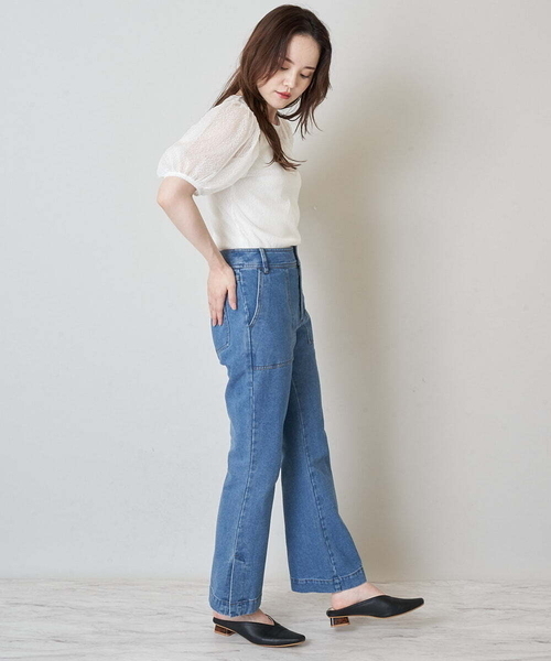 A de a.v.v（アードアー・ヴェ・ヴェ）の「ベスト＆チュールブラウスアンサンブル（Tシャツ/カットソー・レディース・ブラック/ホワイト・36/38）」の7枚目の写真