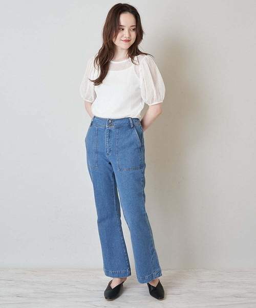 A de a.v.v（アードアー・ヴェ・ヴェ）の「ベスト＆チュールブラウスアンサンブル（Tシャツ/カットソー・レディース・ブラック/ホワイト・36/38）」の8枚目の写真