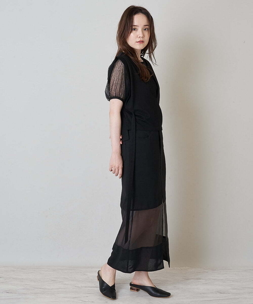 A de a.v.v（アードアー・ヴェ・ヴェ）の「ベスト＆チュールブラウスアンサンブル（Tシャツ/カットソー・レディース・ブラック/ホワイト・36/38）」の9枚目の写真