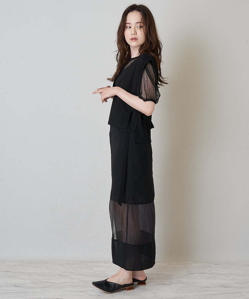 A de a.v.v（アードアー・ヴェ・ヴェ）の「ベスト＆チュールブラウスアンサンブル（Tシャツ/カットソー・レディース・ブラック/ホワイト・36/38）」の11枚目の写真