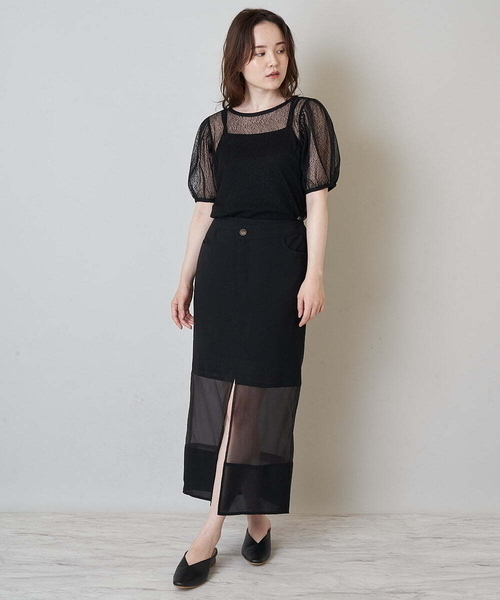 A de a.v.v（アードアー・ヴェ・ヴェ）の「ベスト＆チュールブラウスアンサンブル（Tシャツ/カットソー・レディース・ブラック/ホワイト・36/38）」の13枚目の写真