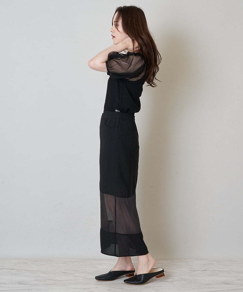 A de a.v.v（アードアー・ヴェ・ヴェ）の「ベスト＆チュールブラウスアンサンブル（Tシャツ/カットソー・レディース・ブラック/ホワイト・36/38）」の15枚目の写真