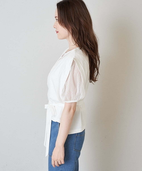 A de a.v.v（アードアー・ヴェ・ヴェ）の「ベスト＆チュールブラウスアンサンブル（Tシャツ/カットソー・レディース・ブラック/ホワイト・36/38）」の21枚目の写真