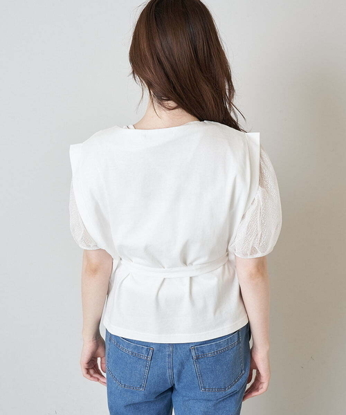 A de a.v.v（アードアー・ヴェ・ヴェ）の「ベスト＆チュールブラウスアンサンブル（Tシャツ/カットソー・レディース・ブラック/ホワイト・36/38）」の22枚目の写真