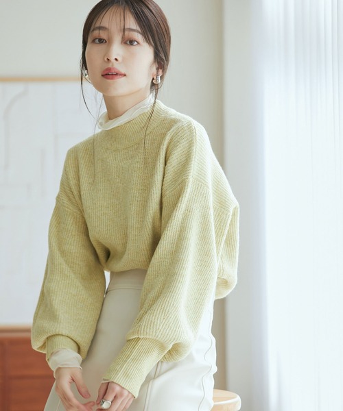 VIS(ビス)の「【洗える】ミドルゲージメランジ畦ハイネックニット(ニット/セーター・レディース・グレー/イエロー系その他/オレンジ系その他/ブラウン系その他2・FREE)」の4枚目の写真