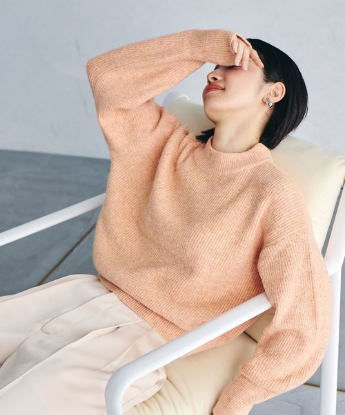 VIS(ビス)の「【洗える】ミドルゲージメランジ畦ハイネックニット(ニット/セーター・レディース・グレー/イエロー系その他/オレンジ系その他/ブラウン系その他2・FREE)」の7枚目の写真