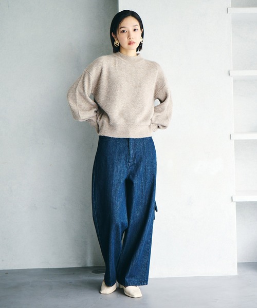 VIS(ビス)の「【洗える】ミドルゲージメランジ畦ハイネックニット(ニット/セーター・レディース・グレー/イエロー系その他/オレンジ系その他/ブラウン系その他2・FREE)」の11枚目の写真