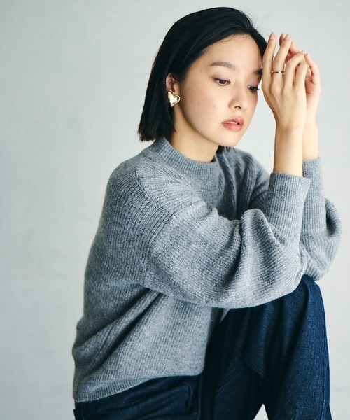 VIS(ビス)の「【洗える】ミドルゲージメランジ畦ハイネックニット(ニット/セーター・レディース・グレー/イエロー系その他/オレンジ系その他/ブラウン系その他2・FREE)」の13枚目の写真