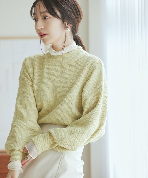 VIS（ビス）の「【洗える】ミドルゲージメランジ畦ハイネックニット