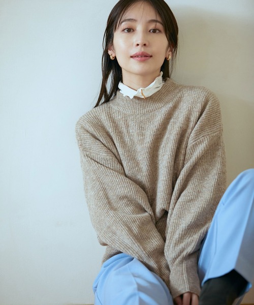 VIS（ビス）の「【洗える】ミドルゲージメランジ畦ハイネックニット