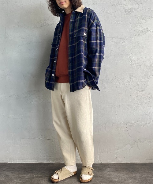 UNIVERSAL OVERALL（ユニバーサルオーバーオール）の「[UNIVERSAL OVERALL/ユニバーサルオーバーオール] 別注 オーバーサイズ チェックネルシャツジャケット（シャツ/ブラウス・レディース・ベージュ/ネイビー/アイボリー・M/L）」の11枚目の写真
