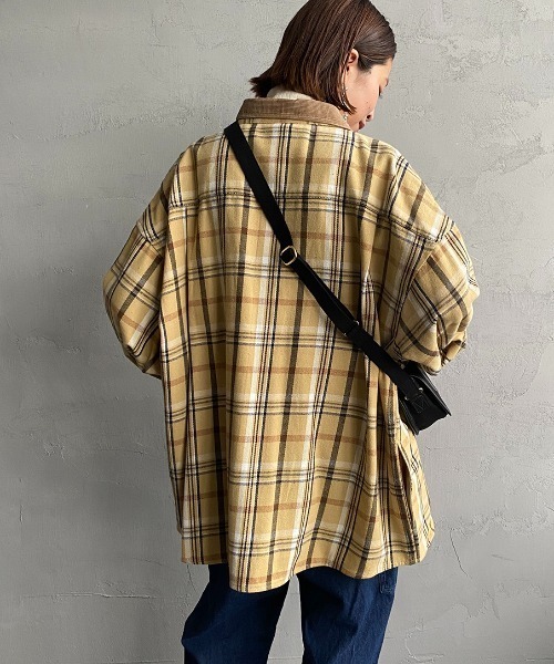 UNIVERSAL OVERALL（ユニバーサルオーバーオール）の「[UNIVERSAL OVERALL/ユニバーサルオーバーオール] 別注 オーバーサイズ チェックネルシャツジャケット（シャツ/ブラウス・レディース・ベージュ/ネイビー/アイボリー・M/L）」の7枚目の写真