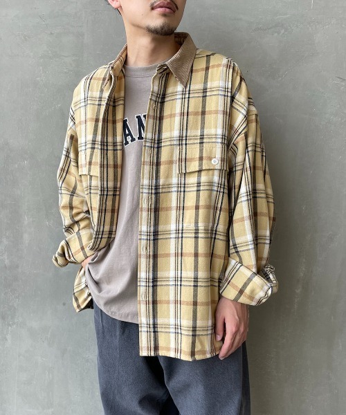 UNIVERSAL OVERALL（ユニバーサルオーバーオール）の「[UNIVERSAL OVERALL/ユニバーサルオーバーオール] 別注 オーバーサイズ チェックネルシャツジャケット（シャツ/ブラウス・レディース・ベージュ/ネイビー/アイボリー・M/L）」の8枚目の写真