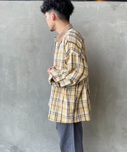 UNIVERSAL OVERALL（ユニバーサルオーバーオール）の「[UNIVERSAL OVERALL/ユニバーサルオーバーオール] 別注 オーバーサイズ チェックネルシャツジャケット（シャツ/ブラウス・レディース・ベージュ/ネイビー/アイボリー・M/L）」の17枚目の写真
