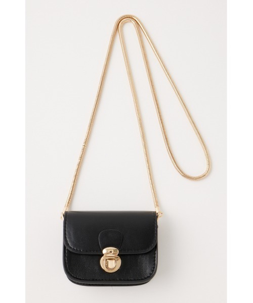 MOUSSY（マウジー）の「SNAKE CHAIN FLAP MINI バッグ（ショルダーバッグ・レディース・ゴールド/ブラック・FREE）」の3枚目の写真