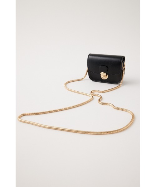MOUSSY（マウジー）の「SNAKE CHAIN FLAP MINI バッグ（ショルダーバッグ・レディース・ゴールド/ブラック・FREE）」の4枚目の写真