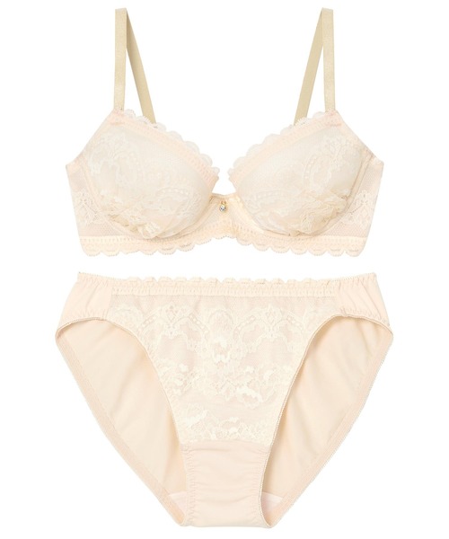 AMPHI（アンフィ）の「【まる胸メイク】ラッセルレース ブラ&ショーツセット（ブラ&ショーツ・レディース・ライトグレー/レッド/グリーン/クリーム/ダークブルー/ローズ/ライトパープル・B65/B70/C70/D70/B75/C65/C75/D65/D75/E65/E70/E75）」の16枚目の写真