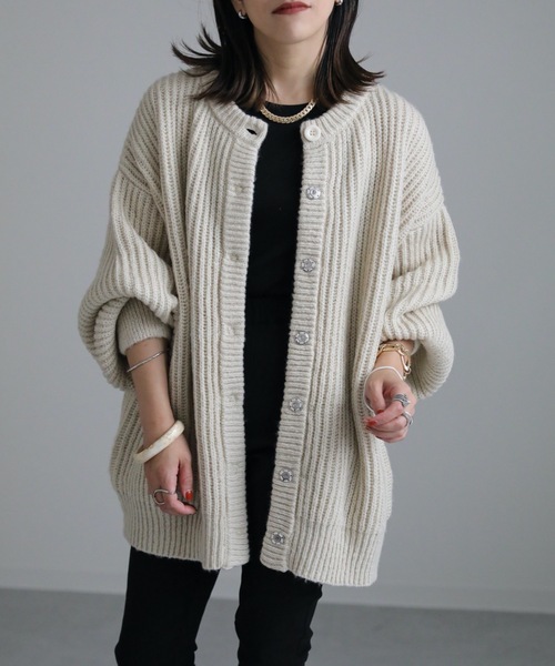 ap retro（アプレトロ）の「AW モヘアタッチボリュームスリーブカーディガン（カーディガン/ボレロ・レディース・ブラック/オレンジ/グリーン/アイボリー・FREE）」の8枚目の写真