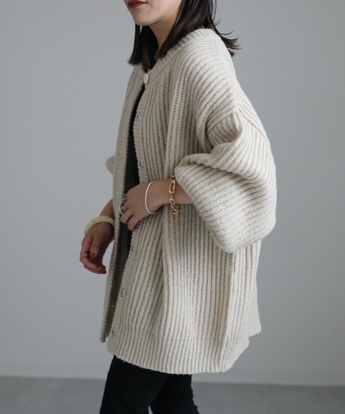 ap retro（アプレトロ）の「AW モヘアタッチボリュームスリーブカーディガン（カーディガン/ボレロ・レディース・ブラック/オレンジ/グリーン/アイボリー・FREE）」の11枚目の写真