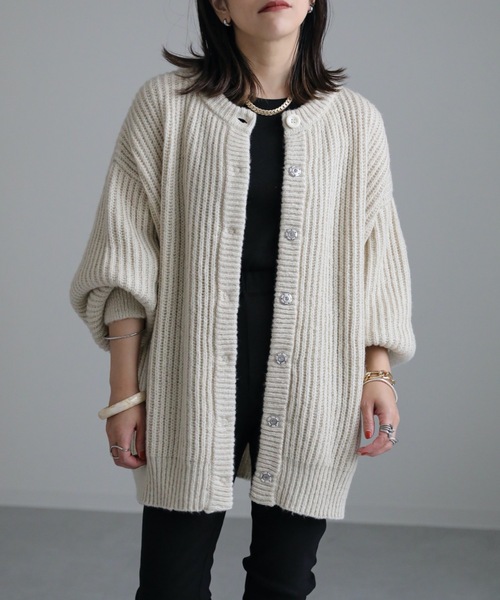 ap retro（アプレトロ）の「AW モヘアタッチボリュームスリーブカーディガン（カーディガン/ボレロ・レディース・ブラック/オレンジ/グリーン/アイボリー・FREE）」の10枚目の写真