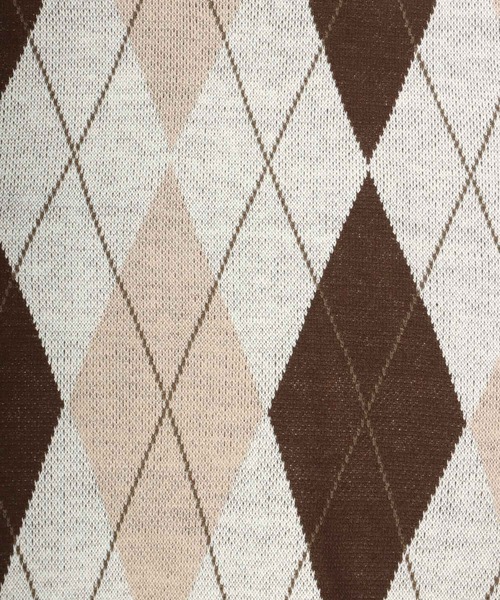 Salong hameu（サロン ハミュー）の「ビッグシルエット チェック柄Vネックニットベスト（ベスト・メンズ・ホワイト系その他/ブラック系その他/ブラウン系その他/ベージュ系その他・M/L）」の12枚目の写真