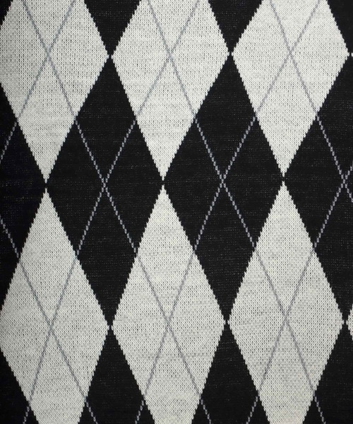 Salong hameu（サロン ハミュー）の「ビッグシルエット チェック柄Vネックニットベスト（ベスト・メンズ・ホワイト系その他/ブラック系その他/ブラウン系その他/ベージュ系その他・M/L）」の13枚目の写真