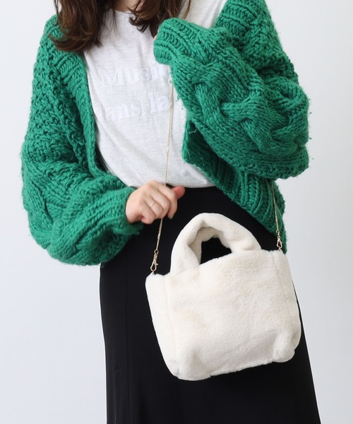 COOCO（クーコ）の「リバーシブルエコファーミニバッグ（ショルダーバッグ・レディース・ブラック/オフホワイト/オレンジ/ブルー・9）」の2枚目の写真