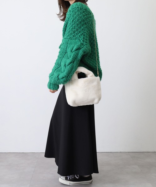 COOCO（クーコ）の「リバーシブルエコファーミニバッグ（ショルダーバッグ・レディース・ブラック/オフホワイト/オレンジ/ブルー・9）」の8枚目の写真