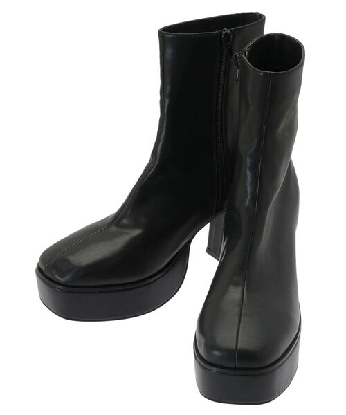 MERCURYDUO（マーキュリーデュオ）の「プラットフォームショートブーツ（ブーツ・レディース・ブラック/アイボリー・38/36）」の3枚目の写真