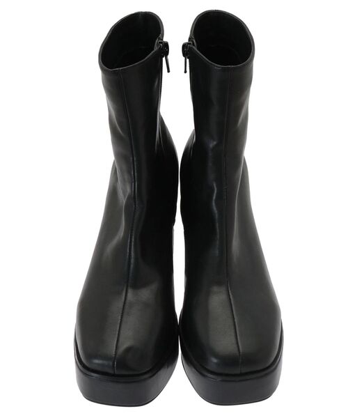 MERCURYDUO（マーキュリーデュオ）の「プラットフォームショートブーツ（ブーツ・レディース・ブラック/アイボリー・38/36）」の4枚目の写真