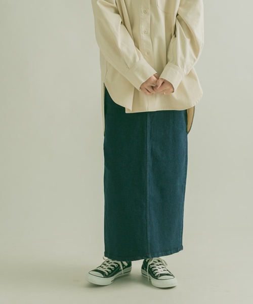 FORK&SPOON（フォークアンドスプーン）の「FORK&SPOON　オーガニックコットンデニムストレートスカート（スカート・レディース・ブルー系その他/ワンウォッシュ・1/2）」の3枚目の写真