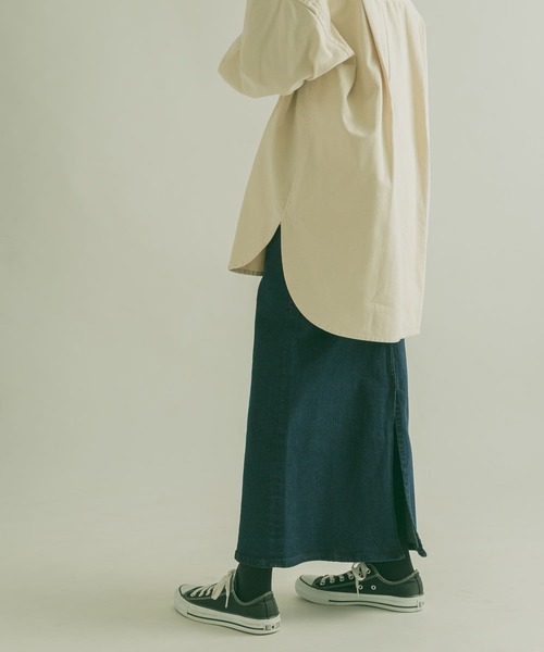 FORK&SPOON（フォークアンドスプーン）の「FORK&SPOON　オーガニックコットンデニムストレートスカート（スカート・レディース・ブルー系その他/ワンウォッシュ・1/2）」の4枚目の写真