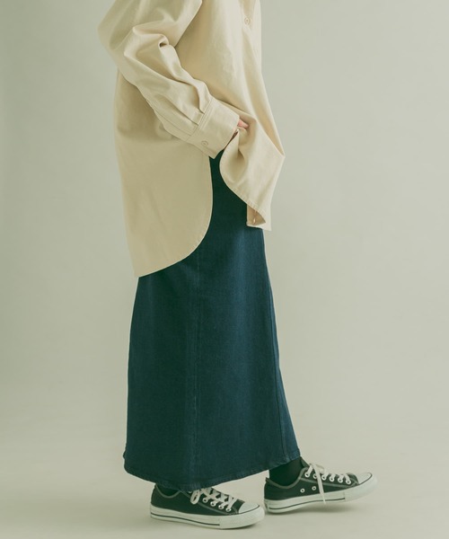 FORK&SPOON（フォークアンドスプーン）の「FORK&SPOON　オーガニックコットンデニムストレートスカート（スカート・レディース・ブルー系その他/ワンウォッシュ・1/2）」の6枚目の写真