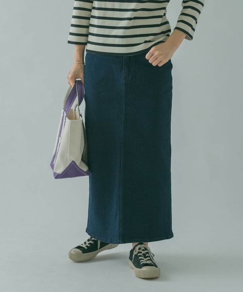 FORK&SPOON（フォークアンドスプーン）の「FORK&SPOON　オーガニックコットンデニムストレートスカート（スカート・レディース・ブルー系その他/ワンウォッシュ・1/2）」の9枚目の写真