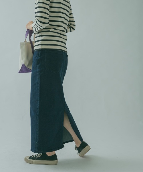 FORK&SPOON（フォークアンドスプーン）の「FORK&SPOON　オーガニックコットンデニムストレートスカート（スカート・レディース・ブルー系その他/ワンウォッシュ・1/2）」の10枚目の写真