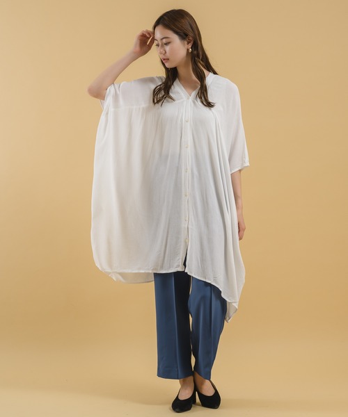 KATHARINE ROSS（キャサリンロス）の「【KATHARINE ROSS】クレープテントシルエットチュニック（チュニック・レディース・カーキ/チャコールグレー/ホワイト・MEDIUM）」の2枚目の写真