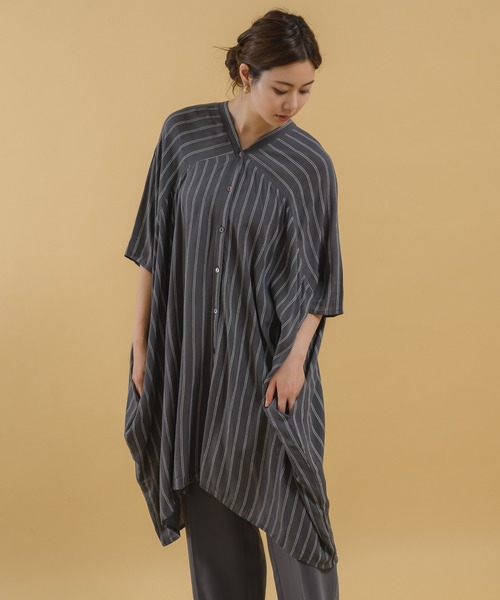 KATHARINE ROSS（キャサリンロス）の「【KATHARINE ROSS】クレープテントシルエットチュニック（チュニック・レディース・カーキ/チャコールグレー/ホワイト・MEDIUM）」の3枚目の写真