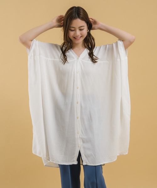 KATHARINE ROSS（キャサリンロス）の「【KATHARINE ROSS】クレープテントシルエットチュニック（チュニック・レディース・カーキ/チャコールグレー/ホワイト・MEDIUM）」の7枚目の写真