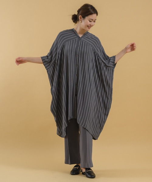 KATHARINE ROSS（キャサリンロス）の「【KATHARINE ROSS】クレープテントシルエットチュニック（チュニック・レディース・カーキ/チャコールグレー/ホワイト・MEDIUM）」の9枚目の写真