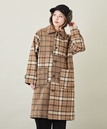CUBE SUGAR | チェックパッチワークステンカラーコート(ステンカラーコート)