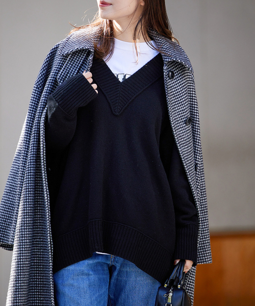 ウォッシャブルアウトリンクVネックプルオーバー