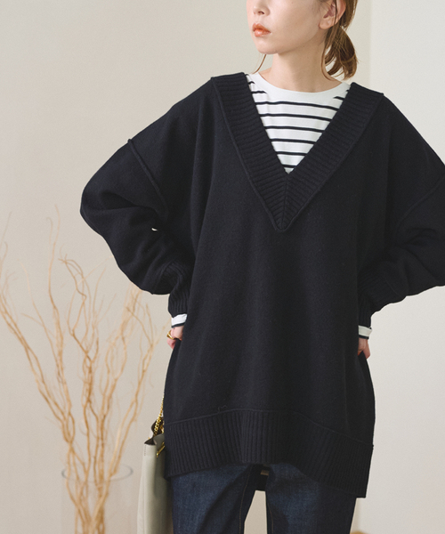 ウォッシャブルアウトリンクVネックプルオーバー