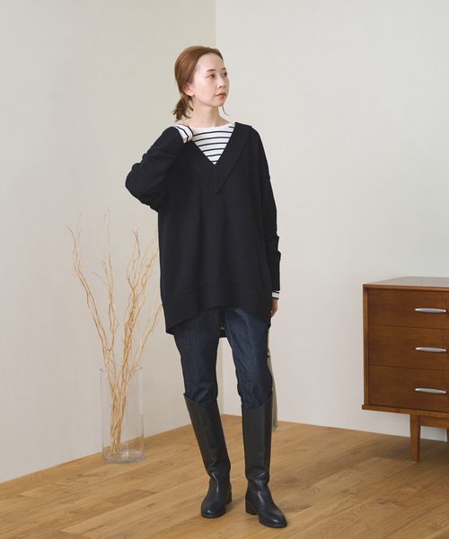 ウォッシャブルアウトリンクVネックプルオーバー