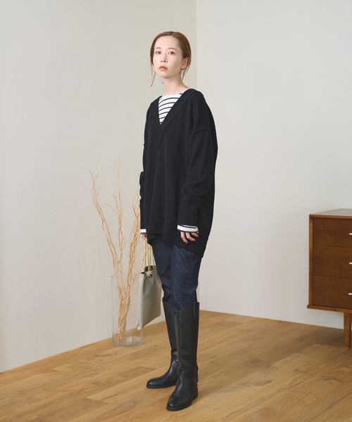 ウォッシャブルアウトリンクVネックプルオーバー