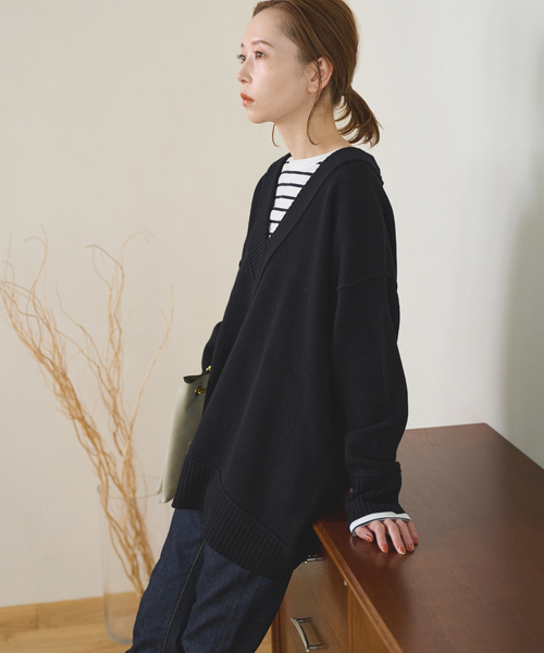 ウォッシャブルアウトリンクVネックプルオーバー