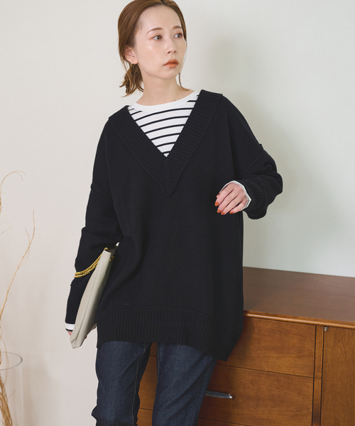 ウォッシャブルアウトリンクVネックプルオーバー