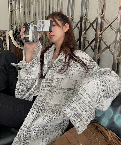 Jewelobe（ジュエローブ）の「ツイードルーズCPOジャケット（ブルゾン・レディース・オフホワイト・FREE）」の21枚目の写真