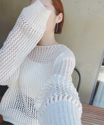 MAISON BREEZE | 【MAISON BREEZE】ボートネック透かし編みメッシュニット(ニット/セーター)