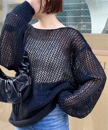 MAISON BREEZE | 【MAISON BREEZE】ボートネック透かし編みメッシュニット(ニット/セーター)